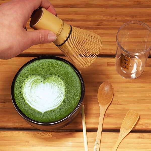 BambooMN Japanese Matcha Whisk Chasen - Traditional Handcurled 100 Tate Matcha Utensil - Natural Golden Brown - 10 Pieces - Image 6