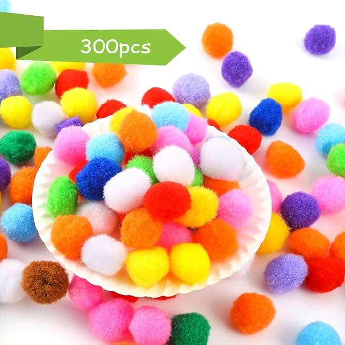 Caydo [400 pcs] - 300 Pieces 1 Inch Assorted Pom Poms with 100 Pieces Wiggle Eyes, Multicolor Pompom Balls for Home Decorations and Kids DIY Art Creative Crafts - Image 3