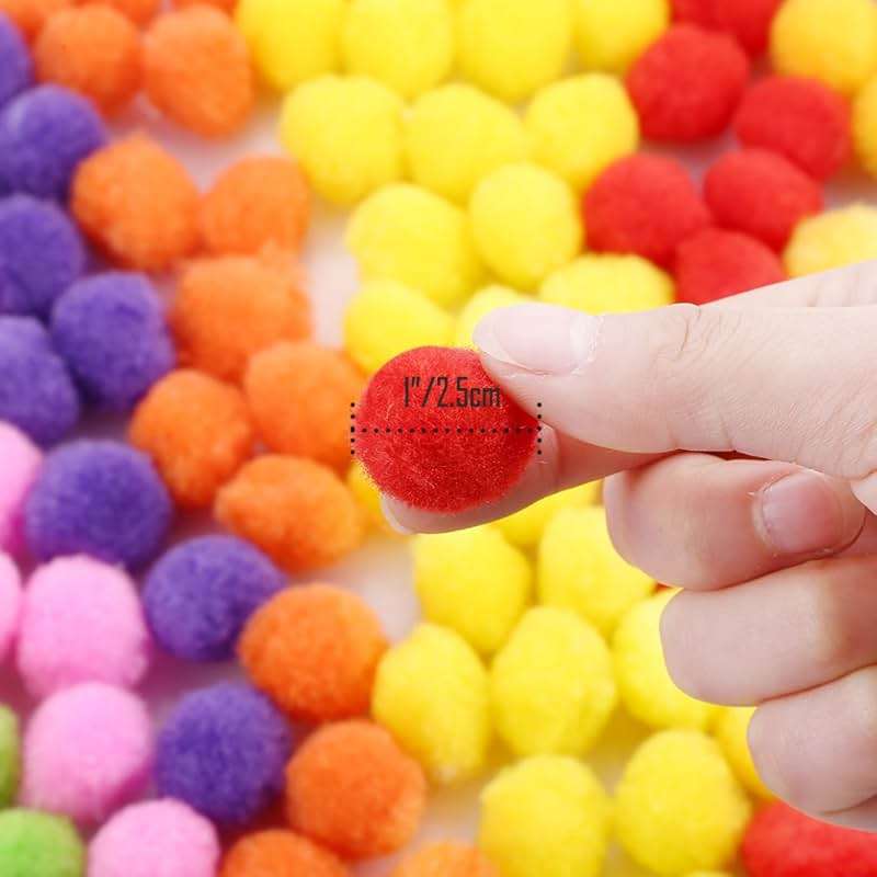 Caydo [400 pcs] - 300 Pieces 1 Inch Assorted Pom Poms with 100 Pieces Wiggle Eyes, Multicolor Pompom Balls for Home Decorations and Kids DIY Art Creative Crafts - Image 4