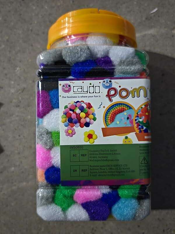 Caydo [400 pcs] - 300 Pieces 1 Inch Assorted Pom Poms with 100 Pieces Wiggle Eyes, Multicolor Pompom Balls for Home Decorations and Kids DIY Art Creative Crafts - Image 8