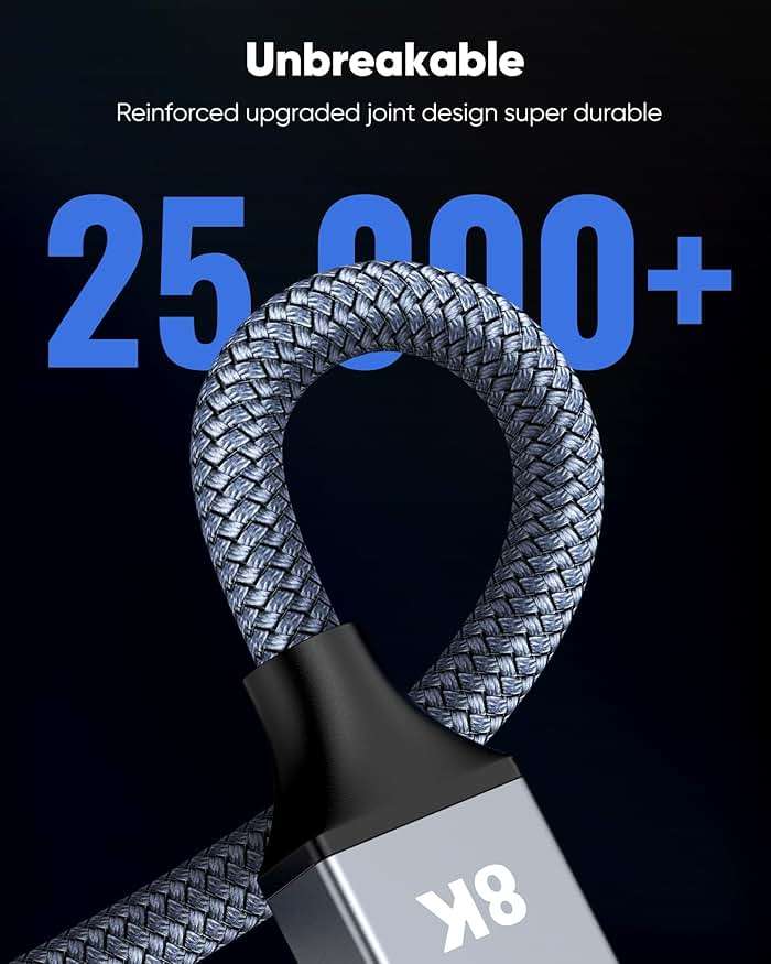 Capshi 6.6ft 8K 4K@120Hz HDMI Cable 2.1, 48Gbps High Speed Cord | for PS5/4, TV, Gaming Console, Monitor, 8K@60Hz, 2K@240Hz, 144Hz, Support HDR, eARC, DTS:X, HDCP 2.2 & 2.3, Braided - Image 8