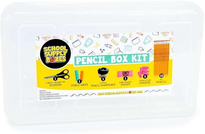 Back to School Supply Box Grades K-5 - School Supply Boxes - 32 Piece School Supplies Kit Includes Markers, Crayons, Pencils, Scissors, Folders, Glue Sticks, Notebook, and Composition Book - Image 8