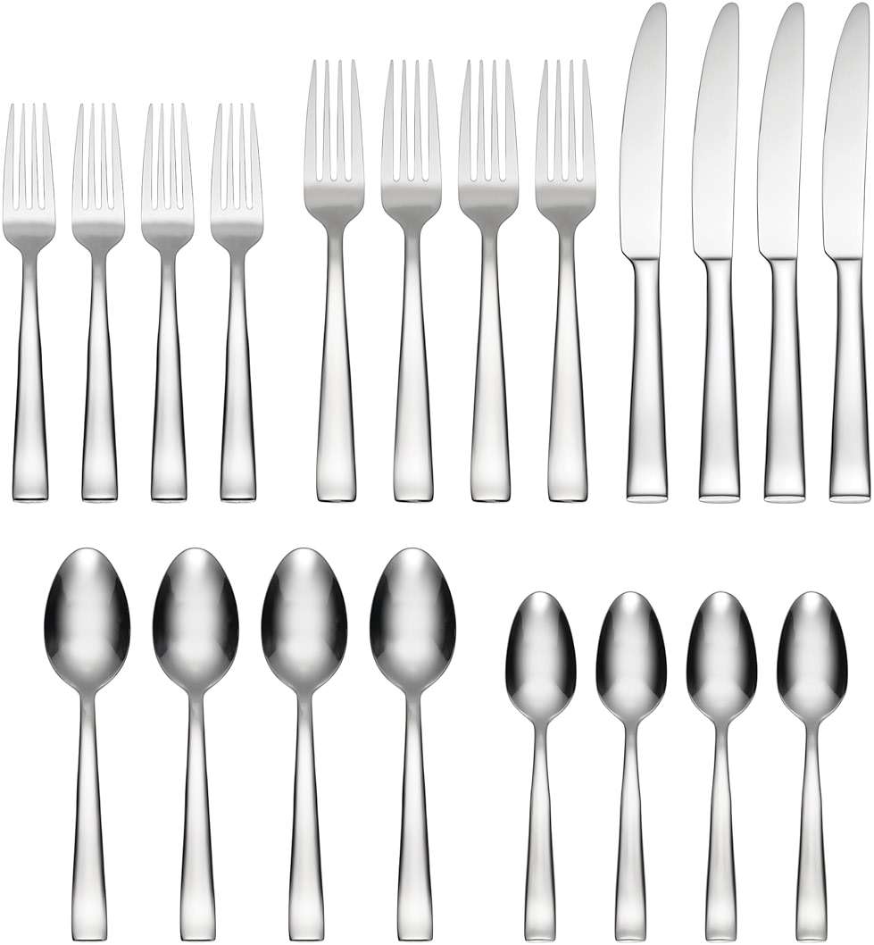 Oneida Silverware Set, Monolith 20-Piece Everyday Flatware Set, Service For 4, 18/0 Stainless Steel, Knives Spoons And Forks Sets, Dishwasher Safe, Home And Kitchen Utensils (Silver, 20 Piece) - Image 3