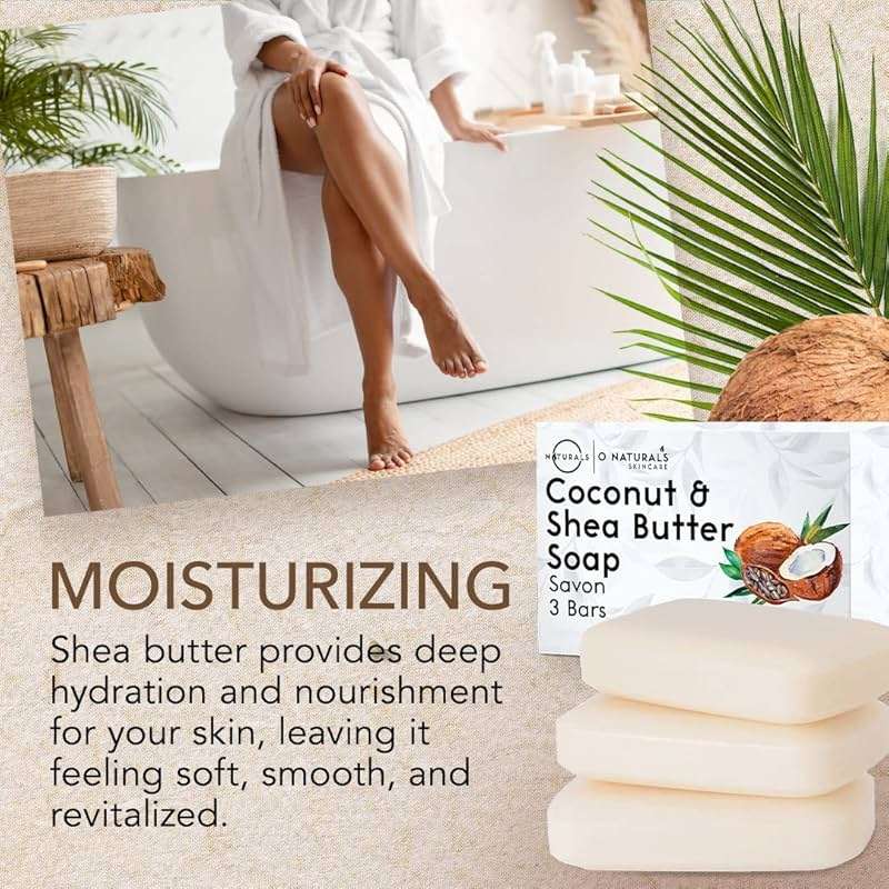 O NATURALS 3-Pack Organic Soap Bar 4oz each-100% Vegan Cold Process Body Wash Scented Premium Handmade Soap - Natural Soaps for Men Women, Face, Body - Coconut and Shea Butter - Mothers Day Gifts - Image 2