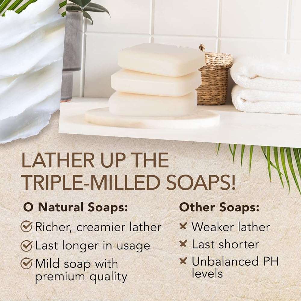 O NATURALS 3-Pack Organic Soap Bar 4oz each-100% Vegan Cold Process Body Wash Scented Premium Handmade Soap - Natural Soaps for Men Women, Face, Body - Coconut and Shea Butter - Mothers Day Gifts - Image 6