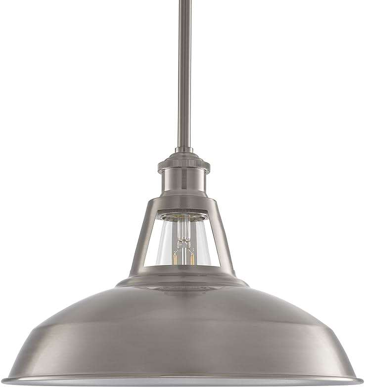 Olivera 12 inch Pendant Light | Brushed Nickel Pendant Lighting for Kitchen Island with LED Bulb LL-P855-1BN - Image 1