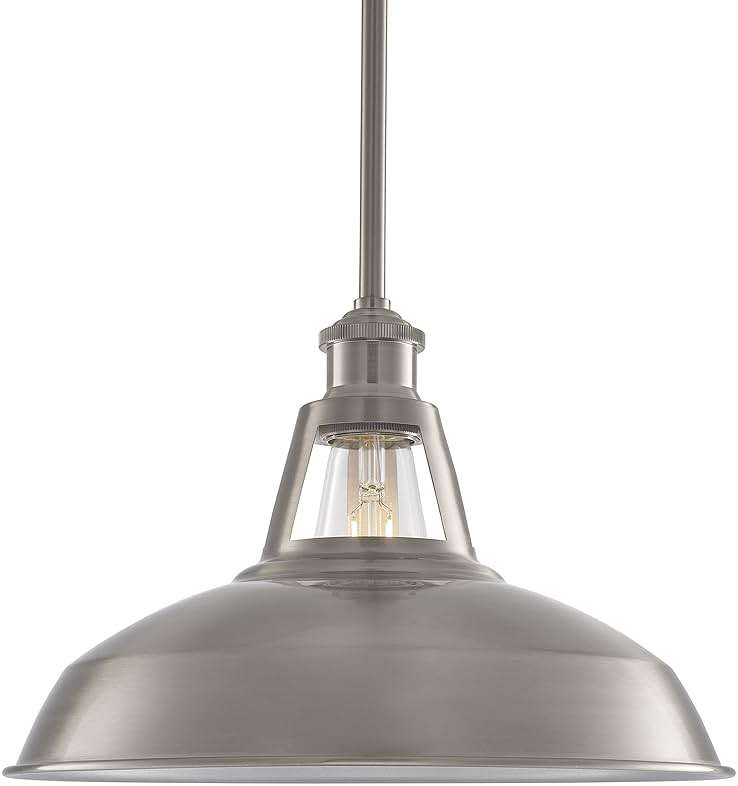 Olivera 12 inch Pendant Light | Brushed Nickel Pendant Lighting for Kitchen Island with LED Bulb LL-P855-1BN - Image 2