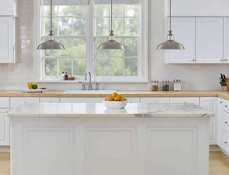Olivera 12 inch Pendant Light | Brushed Nickel Pendant Lighting for Kitchen Island with LED Bulb LL-P855-1BN - Image 4
