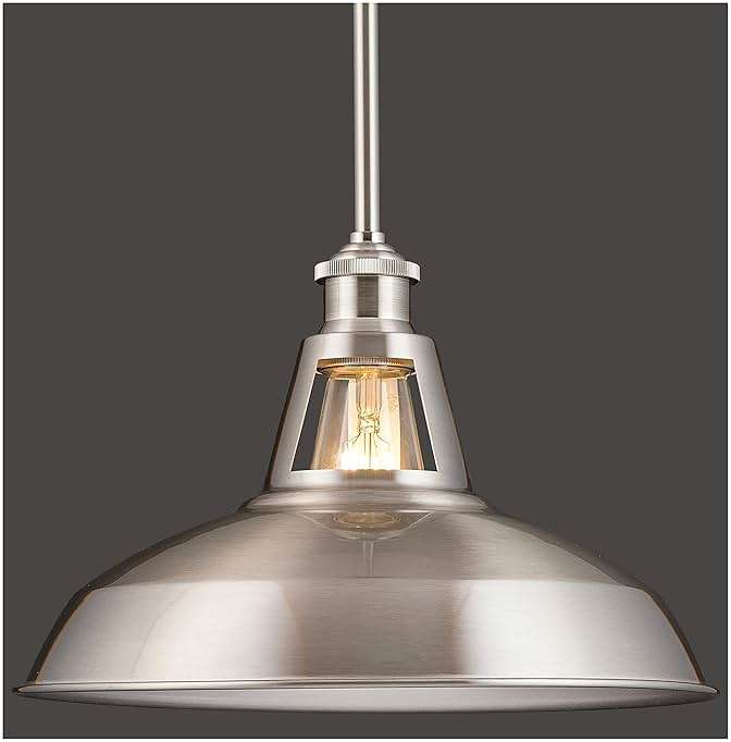 Olivera 12 inch Pendant Light | Brushed Nickel Pendant Lighting for Kitchen Island with LED Bulb LL-P855-1BN - Image 5