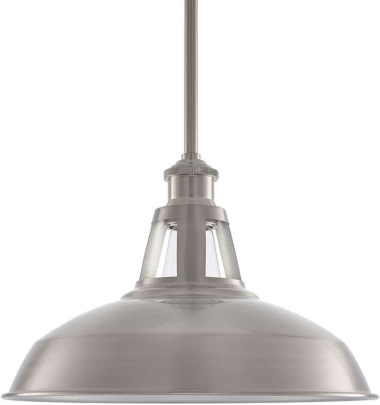 Olivera 12 inch Pendant Light | Brushed Nickel Pendant Lighting for Kitchen Island with LED Bulb LL-P855-1BN - Image 6
