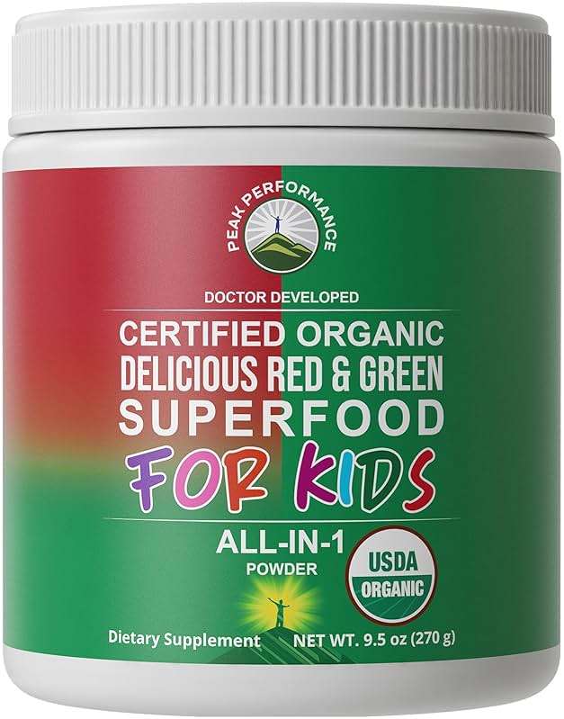Kids Greens and Reds Superfood Powder - Best Tasting Organic Vegan Super Food Juice with 25+ Fruits and Vegetables - Gluten Free Real Food Vitamins - Green and Red Superfoods Supplement for Children - Image 1