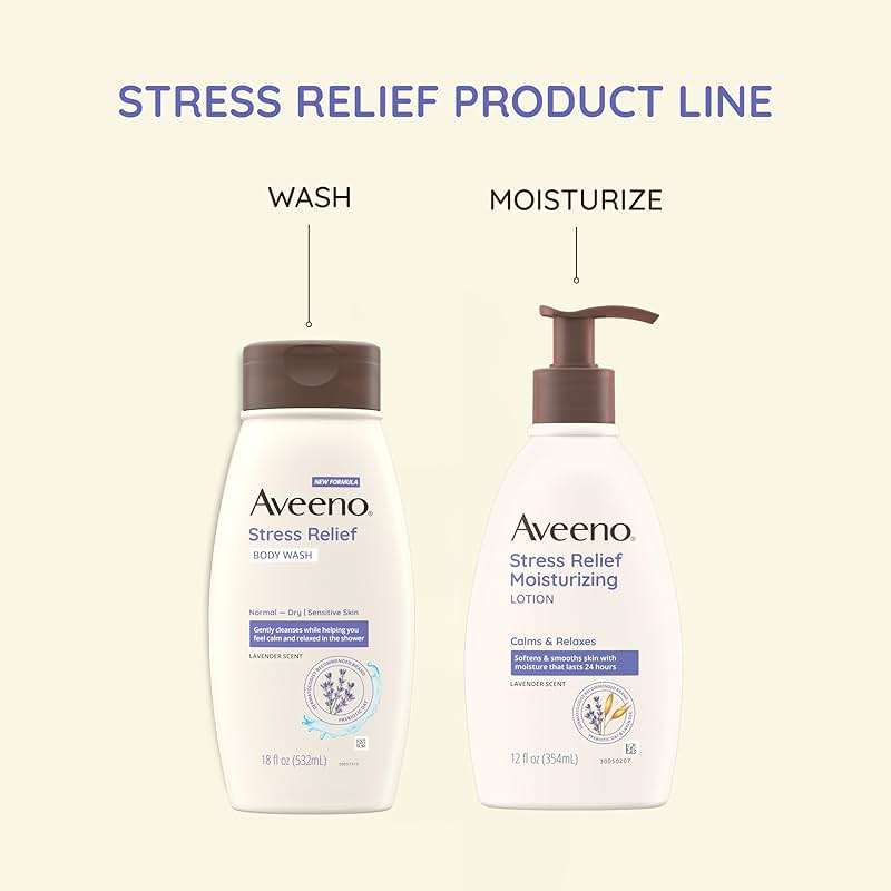 Aveeno Stress Relief Body Wash with Nourishing Oat & Lavender Scent for Sensitive Skin, Gently Cleanses & Helps You Feel Calm & Relaxed in the Shower, Soap-Free, 18 fl. oz - Image 7
