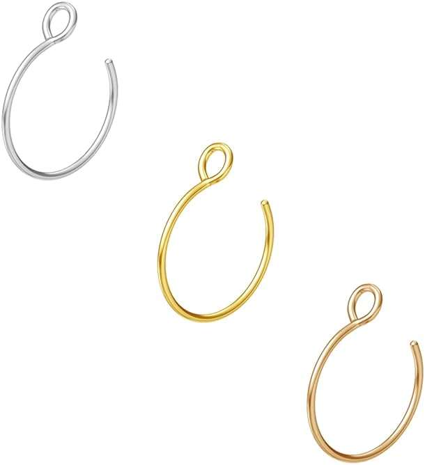 NZDLM Fake Nose Ring Hoop Nose Rings Set Nose Piercing Lip Nose Rings Jewelry for Women Men Girl - Image 1