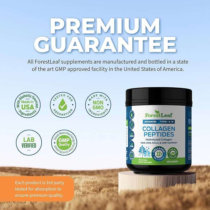 ForestLeaf Collagen Peptides Powder Unflavored - Hydrolyzed Grass Fed Keto Collagen Protein Powder Type 1, 2 & 3 - Vital Hair, Skin, Nails, Joints, Recovery, 11g Per Serving - Image 7