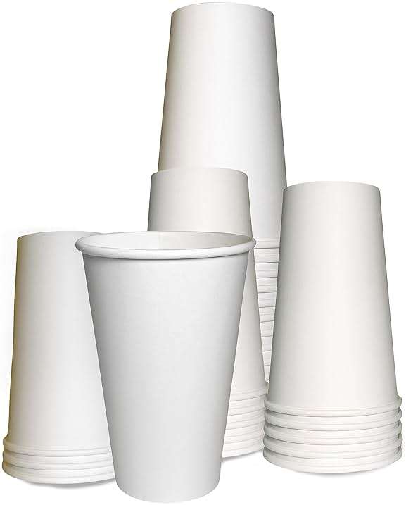 EcoQuality Extra Large 20oz White Paper Coffee Cups - (150 Count) Disposable Paper Coffee Cups - Hot Drink, Tea, Coffee, Cappuccino, Hot Chocolate, Chai, Chai Latte, Office, Travel, Recyclable - Image 1