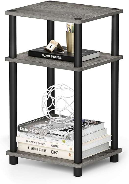 Furinno JUST Side Table, 3-Tier End Table, Open Shelves Night Stand, Bedside Table, Toolless Assembly, for Living Room, Bedroom, Bathroom, French Oak - Image 1