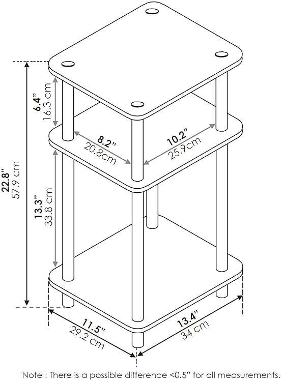 Furinno JUST Side Table, 3-Tier End Table, Open Shelves Night Stand, Bedside Table, Toolless Assembly, for Living Room, Bedroom, Bathroom, French Oak - Image 3