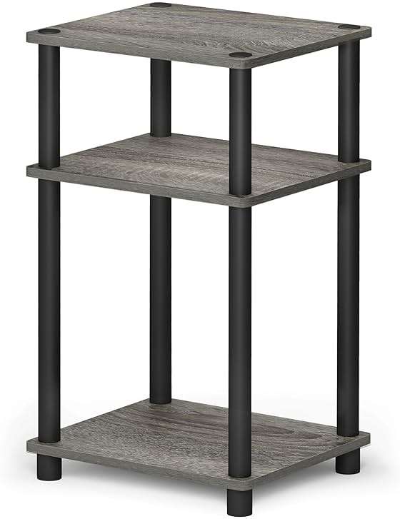 Furinno JUST Side Table, 3-Tier End Table, Open Shelves Night Stand, Bedside Table, Toolless Assembly, for Living Room, Bedroom, Bathroom, French Oak - Image 5