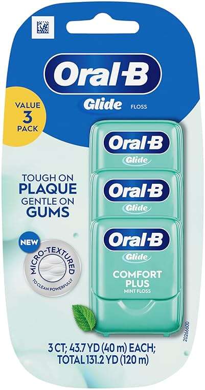 Oral-B Glide Dental Floss, Comfort Plus Mint, 3 Pack (131.2 YD Total) – Shred-Resistant Smooth Dental Tape for Tight Spaces, Natural Wax, Removes Plaque, Gum Care, Travel-Friendly - Image 12