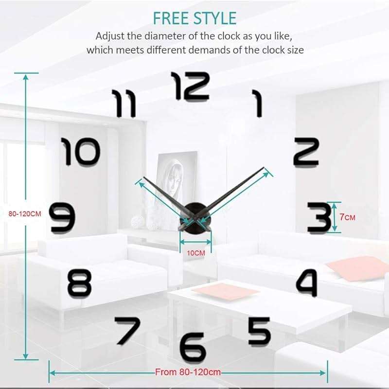 FASHION in THE CITY 3D DIY Mirror Surface Wall Clock Big Size Wall Decorative Clocks Silent Non Ticking Movement Clocks - Image 2