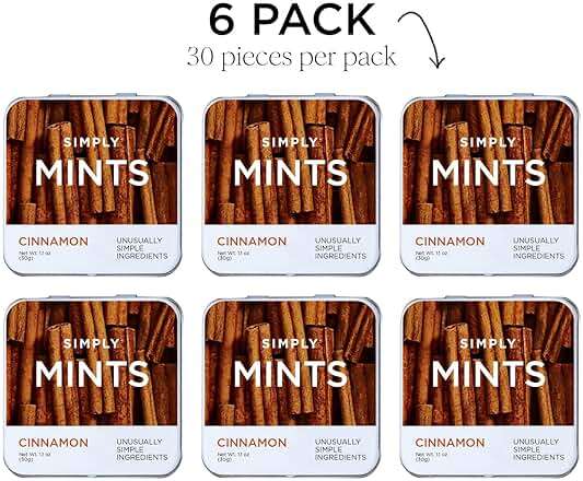 SIMPLY MINTS Natural Cinnamon Breath Mints, 6 Pack (180 Pieces), Made with Real Cinnamon Oil | Aspartame-Free, Sorbitol-Free, Xylitol-Free, Vegan, Kosher, Gluten Free, Non-GMO - Image 8