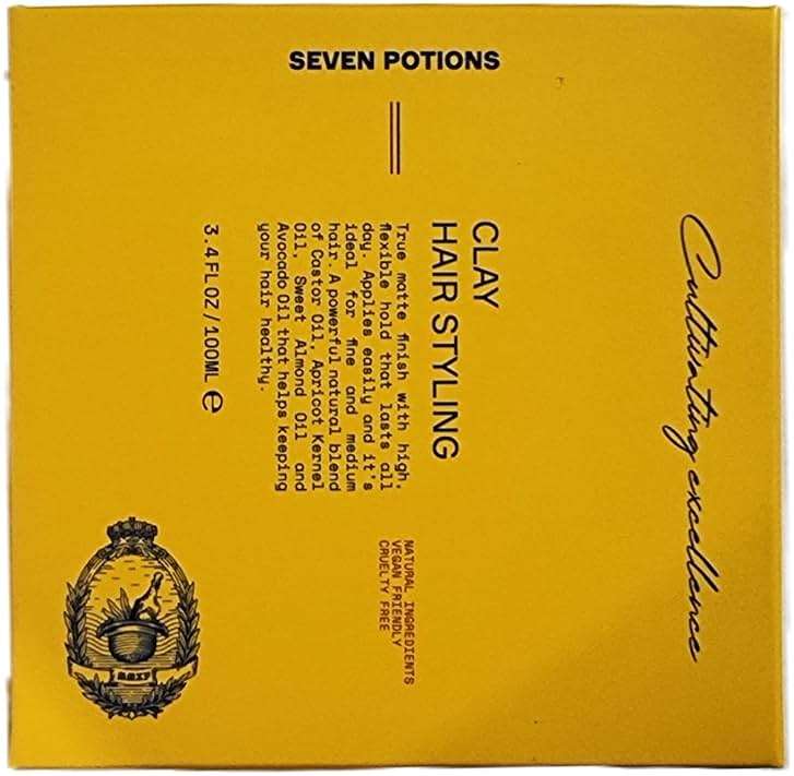 SEVEN POTIONS Hair Clay For Men and Women 3.4 fl oz - High Hold No Shine Hair Pomade For Men - Effortless Hair Styling Product That Leaves No Residue - Water Based - Natural, Vegan, Cruelty Free - Image 5