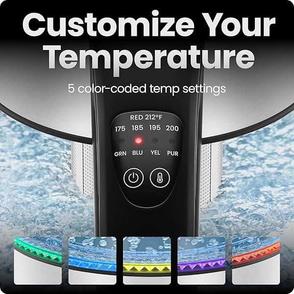 Chefman Electric Kettle with Temperature Control, 5 Presets LED Indicator Lights, Removable Tea Infuser, Glass Tea Kettle & Hot Water Boiler, 360° Swivel Base, BPA Free, Stainless Steel, 1.8 Liters - Image 4