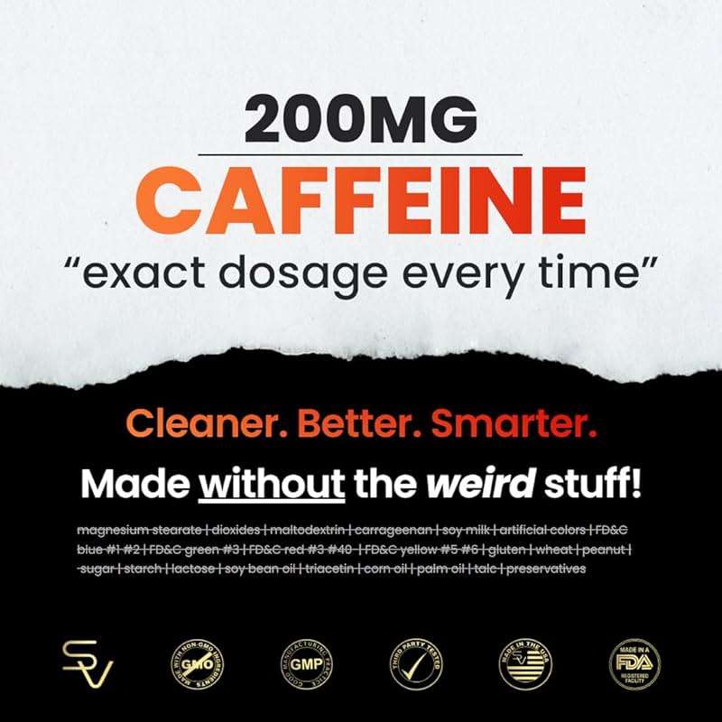 SmarterVitamins 200mg Caffeine Pills - MCT Oil from 100% Coconuts + 100mg L-Theanine, Energy and Focus, Extended Release Capsule, 50 Liquid Softgels - Image 8