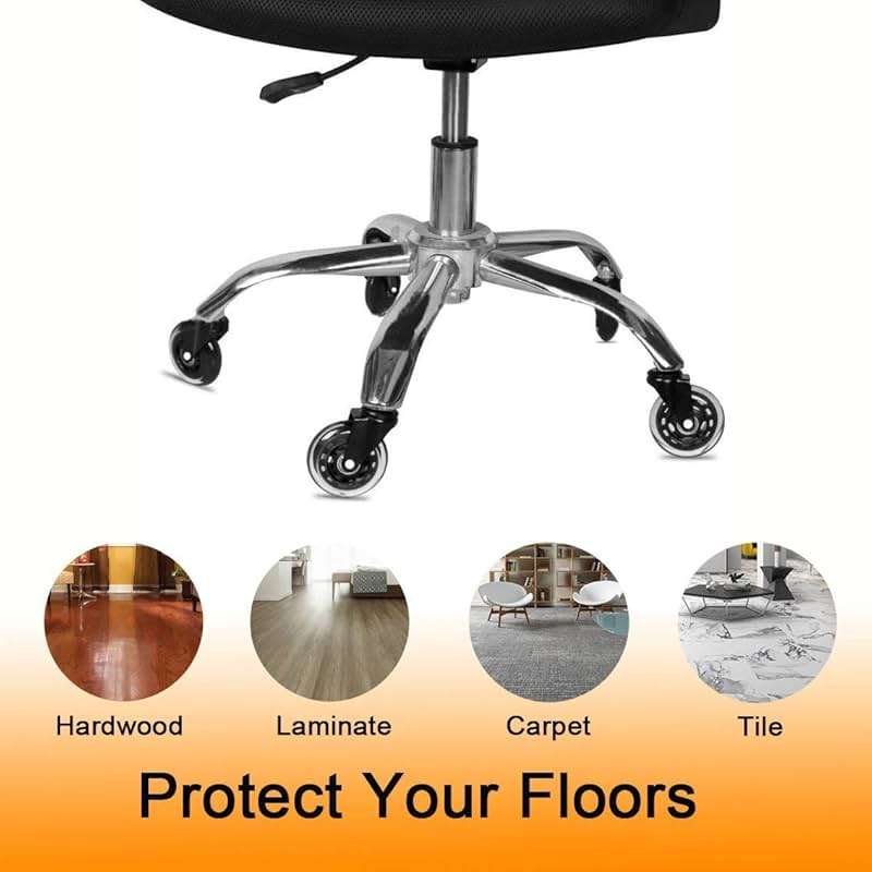Office Chair Caster Wheels Set of 5 Heavy Duty & Safe for All Floors Including Hardwood 3" Rubber Replacement for Desk Floor Mats - Image 3