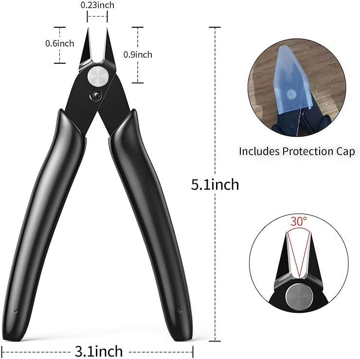 Small Wire Cutters with Spring 2-Pack Diagonal Flush Cutters 5" Black | for Zip Ties, Model, Jewelry Making, 3d Printer Filament, Electronics, Confined Areas - Image 2