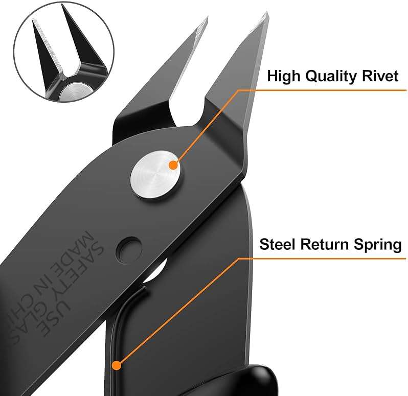 Small Wire Cutters with Spring 2-Pack Diagonal Flush Cutters 5" Black | for Zip Ties, Model, Jewelry Making, 3d Printer Filament, Electronics, Confined Areas - Image 4