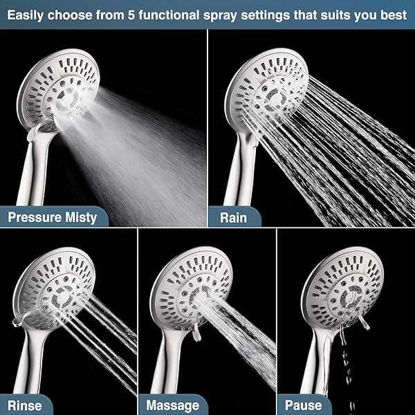 BRIGHT SHOWERS Slide Bar Shower Set with Handheld Shower Head, ADA-Compliant Stainless Steel Grab Bar, Adjustable Height and 69-Inch Hose, Brushed Nickel - Image 5