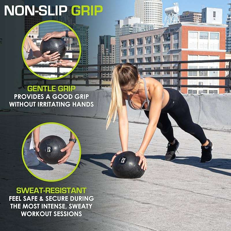 ProsourceFit Slam Medicine Balls 5, 10, 15, 20, 25, 30, 50lbs Smooth and Tread Textured Grip Dead Weight Balls for Strength and Conditioning Exercises, Cardio and Core Workouts - Image 4