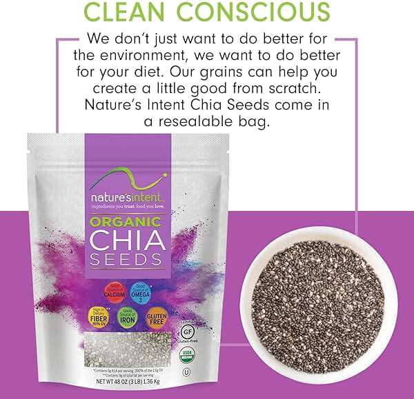 Nature's Intent Organic Chia Seeds - 3lb Bag - USDA Organic, Non-GMO, Vegan, Gluten-Free, Kosher, Keto & Paleo - Good Source of Calcium, Omega 3 and Iron - for Salads, Yogurt & Smoothies - Image 5
