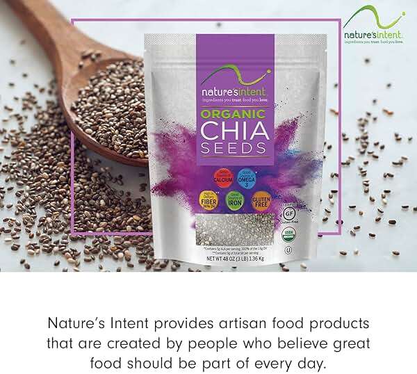 Nature's Intent Organic Chia Seeds - 3lb Bag - USDA Organic, Non-GMO, Vegan, Gluten-Free, Kosher, Keto & Paleo - Good Source of Calcium, Omega 3 and Iron - for Salads, Yogurt & Smoothies - Image 7
