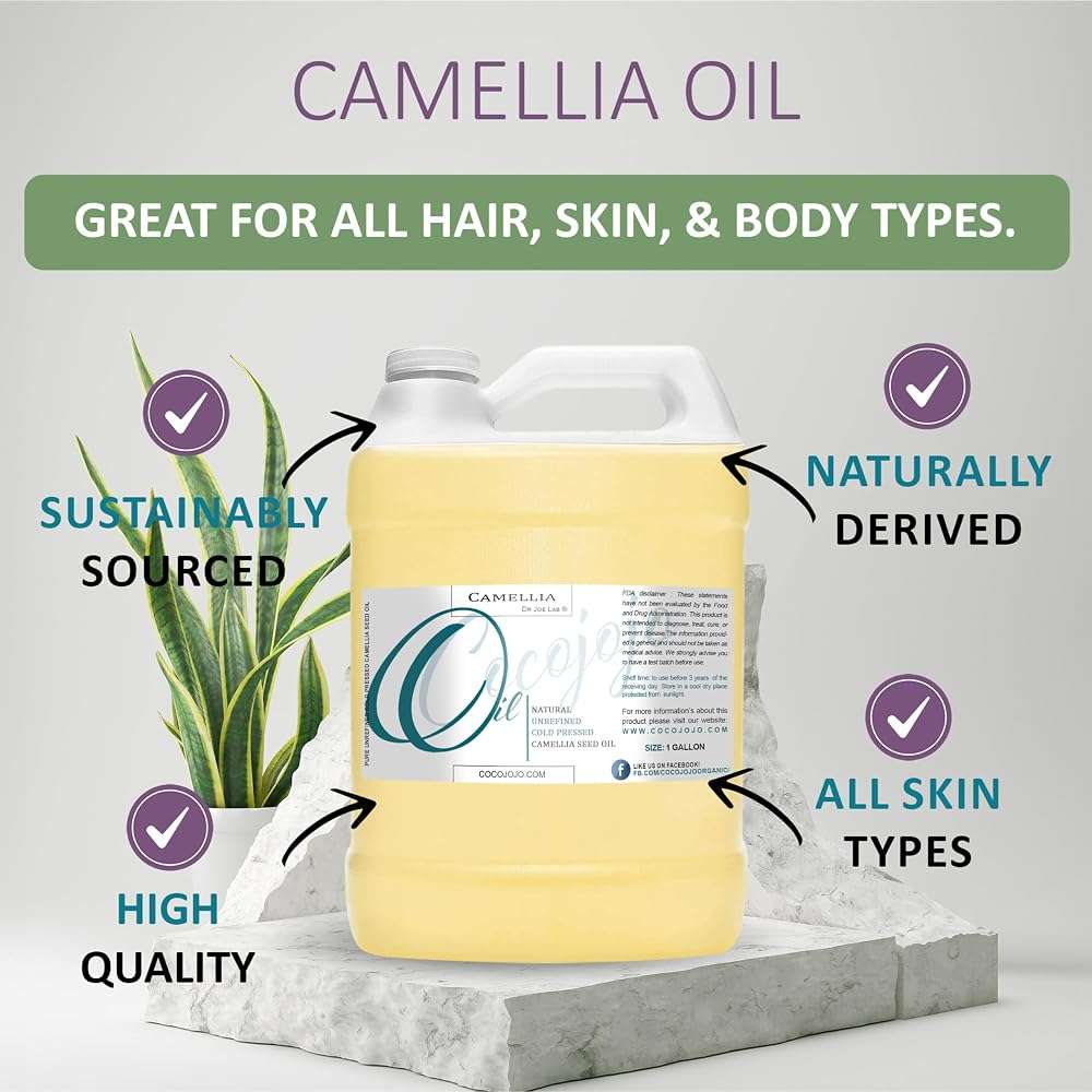 Dr Joe Lab Camellia Seed Oil 128 oz Pure Natural Cold Pressed Unrefined Extra Virgin Camellia Oil 1 Gallon - for Hair Skin Body Nails and Beard - Moisturizing, Soothing, Hydrating, & Nourishing - Image 2