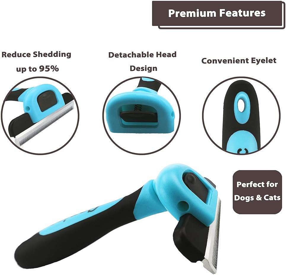 Gonicc PDT- 1001 Professional Pet De Shedding comb Tool Blue | Effectively Reduces Shedding by Up to 95%, Ideal for Short, Medium, Long Hair, Ergonomic Non-Slip Handles, Durable And Stable - Image 3