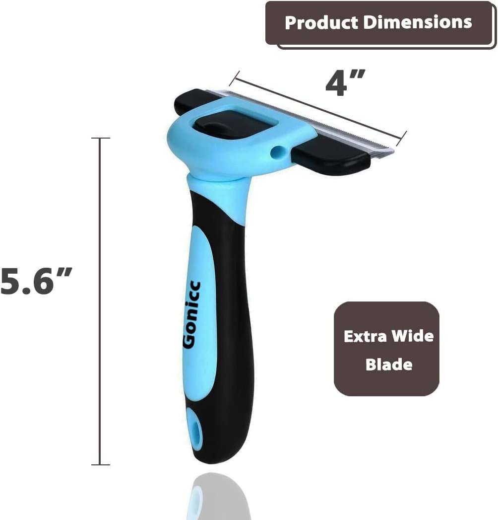 Gonicc PDT- 1001 Professional Pet De Shedding comb Tool Blue | Effectively Reduces Shedding by Up to 95%, Ideal for Short, Medium, Long Hair, Ergonomic Non-Slip Handles, Durable And Stable - Image 4