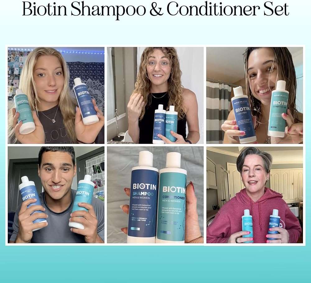 Rosemary Biotin Shampoo and Conditioner Set - Volumizing Shampoo and Conditioner for Thinning Hair for Women & Men with Nourishing B Vitamins - Color Safe Sulfate Paraben & Silicone Free (8 Fl Oz) - Image 2