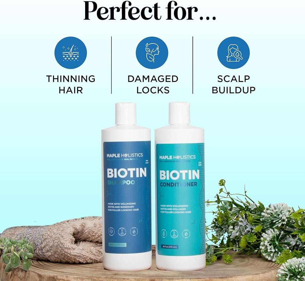 Rosemary Biotin Shampoo and Conditioner Set - Volumizing Shampoo and Conditioner for Thinning Hair for Women & Men with Nourishing B Vitamins - Color Safe Sulfate Paraben & Silicone Free (8 Fl Oz) - Image 7