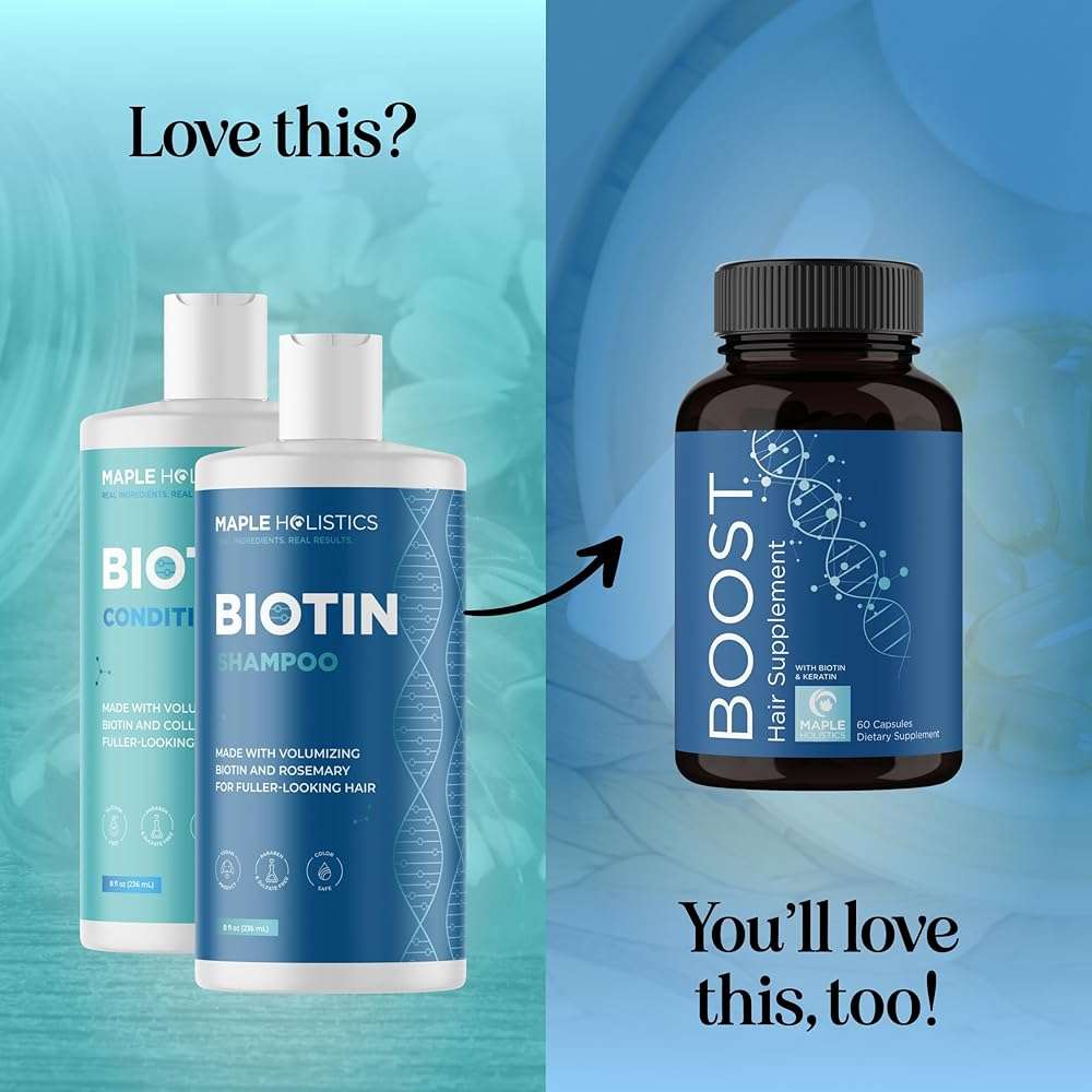 Rosemary Biotin Shampoo and Conditioner Set - Volumizing Shampoo and Conditioner for Thinning Hair for Women & Men with Nourishing B Vitamins - Color Safe Sulfate Paraben & Silicone Free (8 Fl Oz) - Image 8