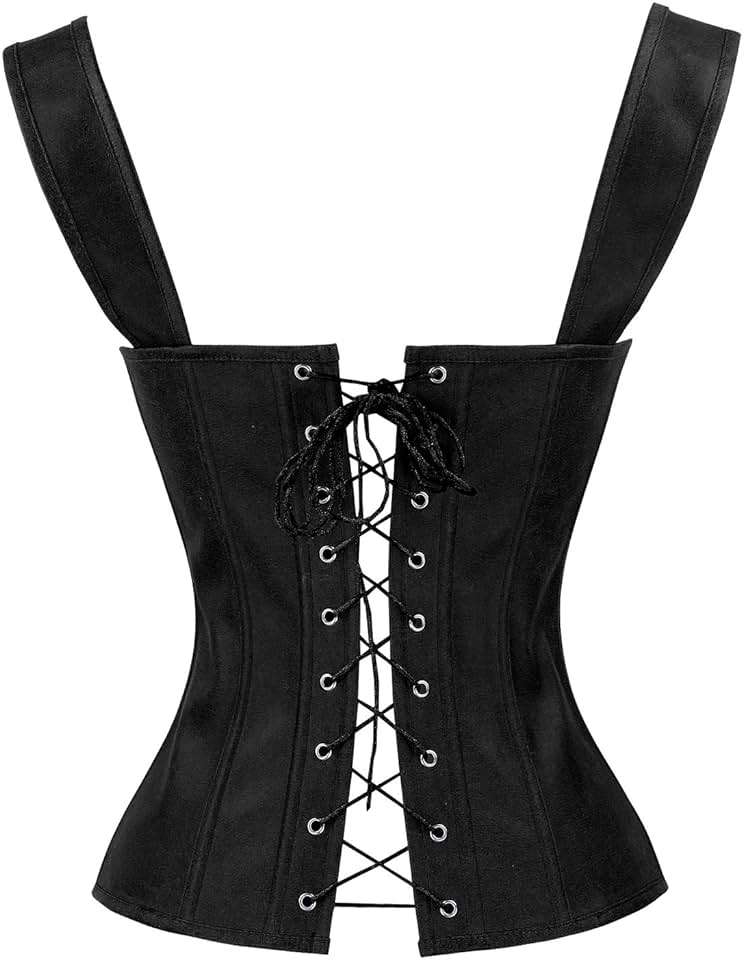Charmian Women's Renaissance Lace Up Vintage Boned Bustier Corset with Garters - Image 3