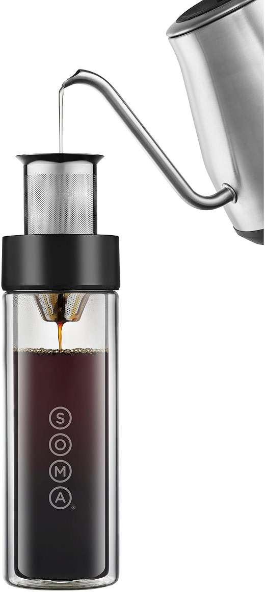 SOMA Double Wall Glass Tea and Coffee Cold Brew Bottle, Black, 12oz (SM18501K) - Image 6
