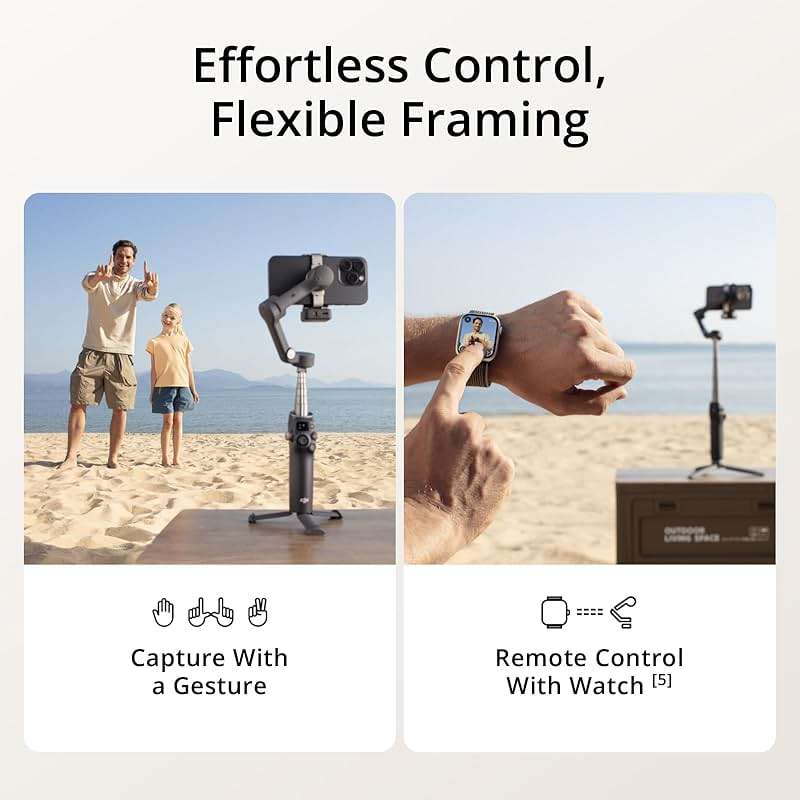 DJI Osmo Mobile 7P Gimbal Stabilizer for iPhone, Android, Native Tracking, Lighting, 3-Axis Phone Gimbal, Quick Launch, One-Tap Edit, Built-in Extension Rod & Tripod, 10hrs Use, Phone Charging - Image 6