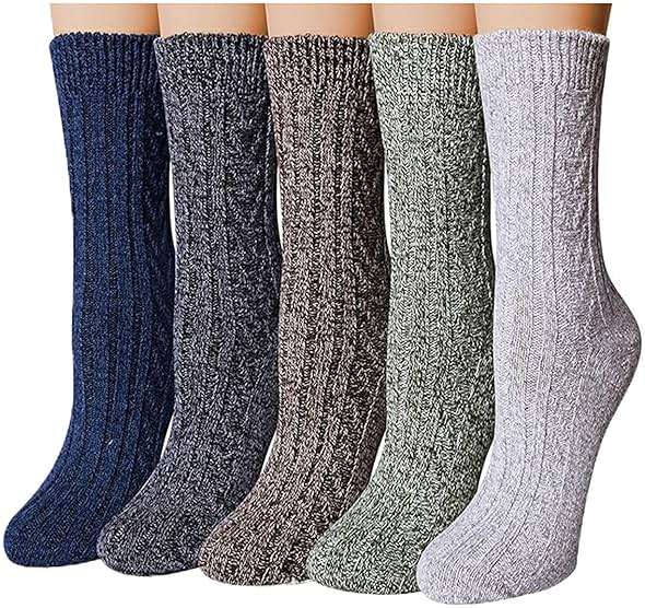 Loritta Wool Socks for Women, Winter Warm Stocking Stuffers Gifts for Women Cabin Crew Hiking Boot Socks - Image 1