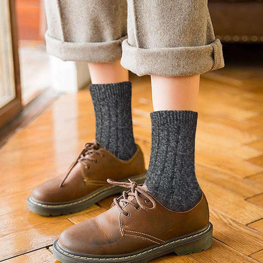 Loritta Wool Socks for Women, Winter Warm Stocking Stuffers Gifts for Women Cabin Crew Hiking Boot Socks - Image 4