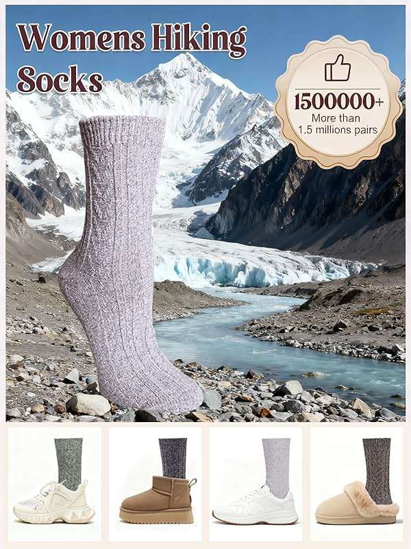 Loritta Wool Socks for Women, Winter Warm Stocking Stuffers Gifts for Women Cabin Crew Hiking Boot Socks - Image 5