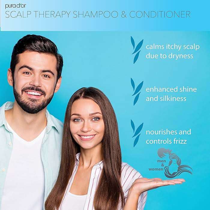 PURA D'OR Scalp Therapy Shampoo & Conditioner Set (16oz x 2) Dry, Itchy Scalp-Hydrates & Nourishes Hair w/Tea Tree, Peppermint, Argan Oil & Biotin, All Hair Type, Men Women (Packaging Varies) - Image 3