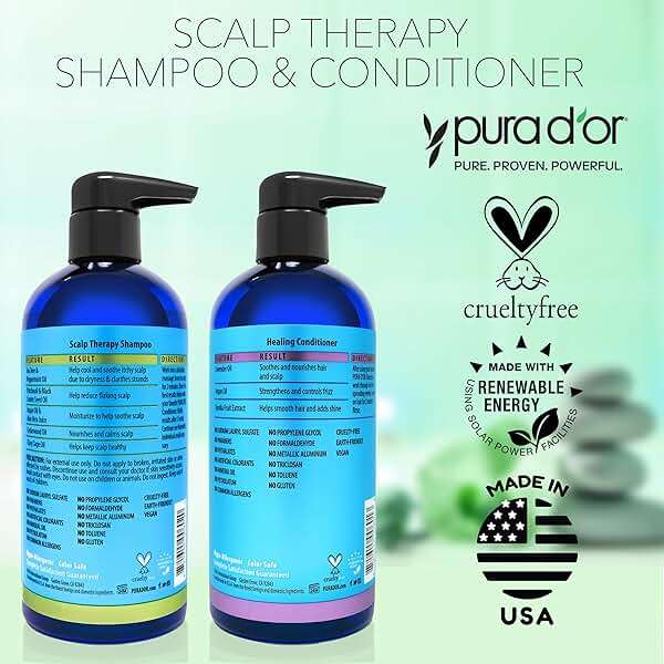 PURA D'OR Scalp Therapy Shampoo & Conditioner Set (16oz x 2) Dry, Itchy Scalp-Hydrates & Nourishes Hair w/Tea Tree, Peppermint, Argan Oil & Biotin, All Hair Type, Men Women (Packaging Varies) - Image 6