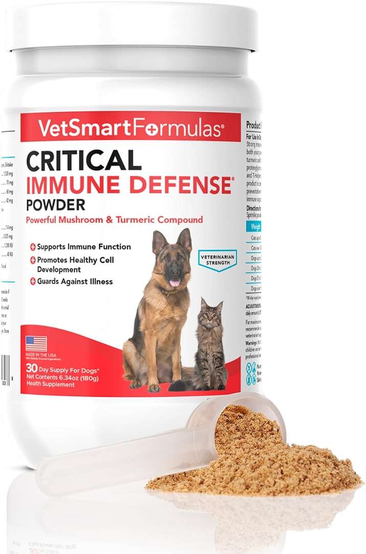 Critical Immune Defense for Dogs & Cats; Supports Normal Cell Growth - Turkey Tail, Reishi, Shiitake and Maitake Mushroom Formula with Patented White Turmeric Root Extract - 30-Day Supply - Image 1